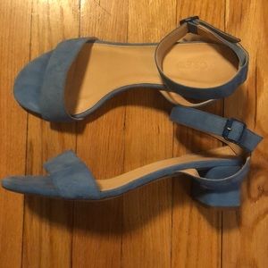 J. Crew blue suede heeled sandals size 8 1/2